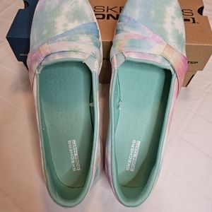 Women's SKECHERS GO STEP LITE - Day-Glo slip on shoe sneaker 9.5 Multi- colored